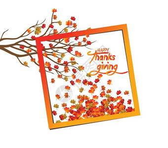 感恩节快乐秋背景带多彩的叶子图片