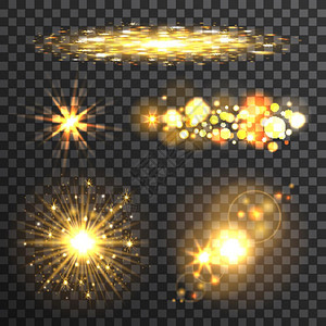 透明背景的金星透明背景的一组金闪亮星矢量插图图片