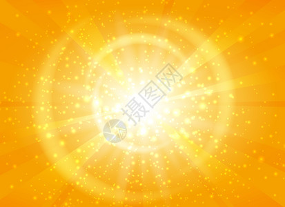 黄星爆发背景有火花黄色星爆发背景有火花光照的太阳射线矢量插图有bokeh灯光背景图片