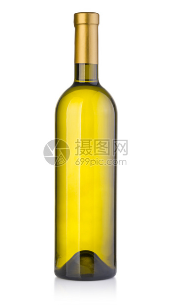 白葡萄酒瓶背景孤立有剪切路径图片