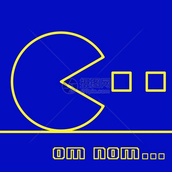 Pacman海报旧电子游戏设计矢量插图图片