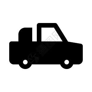 函谷白色背景的黑色皮卡车卡通图插画