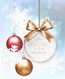 圣诞节假日背景有雪花和多彩球矢量图片