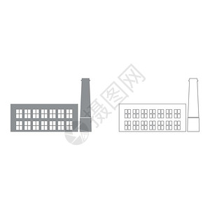 工业建筑厂灰色套件图标图片