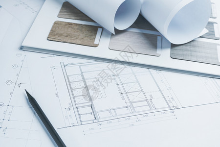 建筑图纸带有所需的颜色和材料样本图片