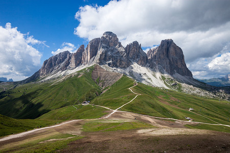 萨索隆戈山夏季风景意大利多洛米特阿尔卑斯山图片