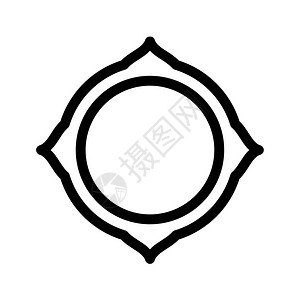 随运河分布图设计师圆形框架孤立背景上的图标插画