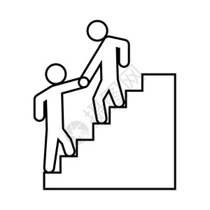 积极攀岩男人帮助攀爬其他男人黑色的图标插画