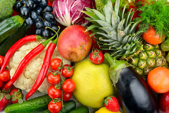 各种新鲜水果和蔬菜健康的背景图片
