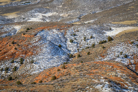 在科罗拉多北部红山开放空间的露天景或冬季风图片