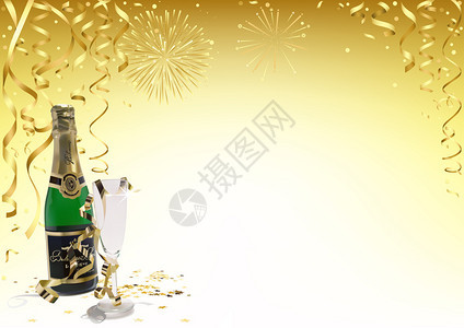 黄金与香槟的新年快乐背景图片