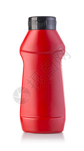 红番茄酱瓶在白背景与剪切路径隔离图片