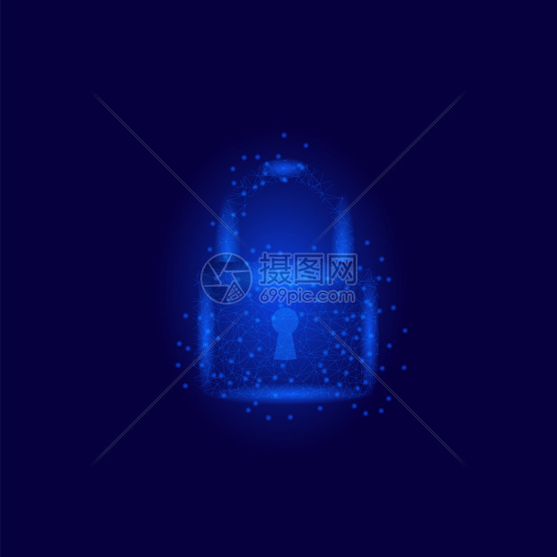 网络安全概念PadlockIdlocated蓝背景PadlockIdlock图片