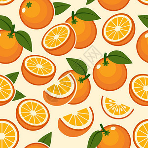 橘子水果无缝模式橙子水果甜的古代美丽柑橘制品无缝背景和黄汁橙子矢量插图背景图片
