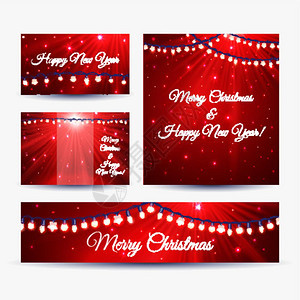 新年圣诞快乐标语模板带有亮光矢量插图图片