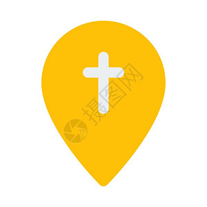 全球定位系统教堂地点标记插画