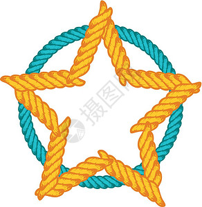 打结的两根绳子插画