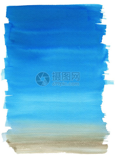 海洋地貌边滩美丽的水彩手绘图画图片