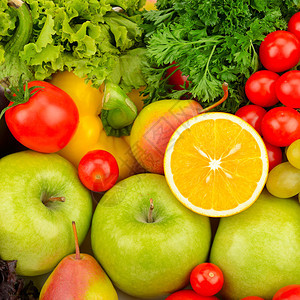 天然新鲜水果和蔬菜的背景图片