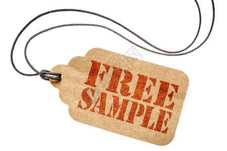 free样本符号一个纸面价格标签带有白购物概念上孤立的麻绳图片