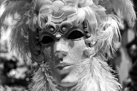 威尼斯嘉年华面具的黑白画图片
