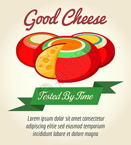奶酪产品逆向招贴画荷兰奶酪如加乌达老牌标矢量插图图片