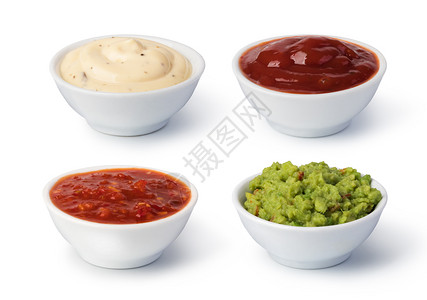 辛辣美食碗加酱汁白底酱汁背景