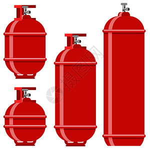 气图标白色背景上孤立的红气容器图标集红气容器图标集背景