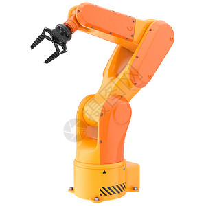 工业机器人臂隔离在白色上的工业机器人臂3D插图图片