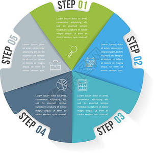包含五个元素的圆形信息模板包含五个元素步骤或选项工作流程或图矢量eps10插图图片