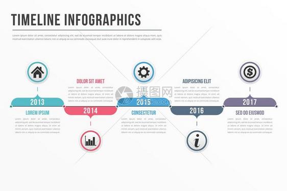 时间线信息图模板工作流程过信息图矢量eps10插图图片