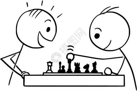 两人下棋简笔画图片