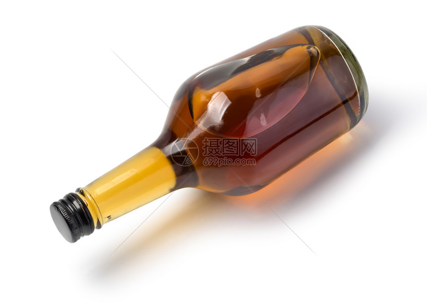 威士忌瓶白隔开有剪切路径图片