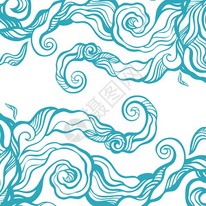 手绘抽象卷曲海浪图片