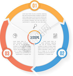包含三个元素的圆形信息模板包含三个元素步骤或选项工作流程或图数据振动矢量eps10插图图片