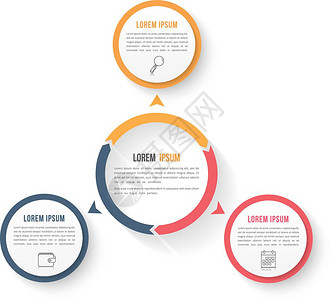 包含三个元素的圆形信息模板包含三个元素步骤或选项工作流程或图数据振动矢量eps10插图背景图片