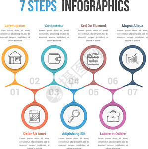 7个步骤信息图包含7个螺纹或选项商业信息图流程矢量eps10插图的像模板图片