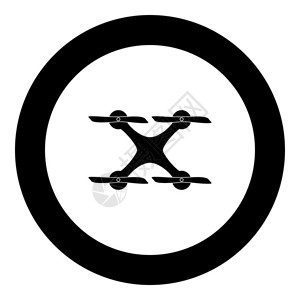 孤立的圆矢量插图中的无人机标黑色图片