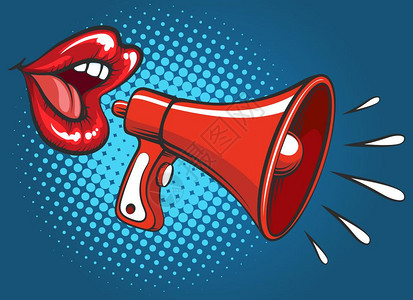 用感漂亮的嘴唇大喊叫的冰雹倒转式波帕特矢量插图吸引女嘴有感漂插画