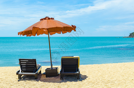 热带海沙滩床位背景图片