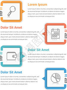 四步图表包含个步骤或选项工作流程图矢量eps10插图的模板图片