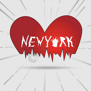 以自由雕像命名的新纽约心脏古迹用自由雕像标注新纽约心脏古迹用于印刷T衬衫图形案Victor插图用自由雕像打印T衬衫图片