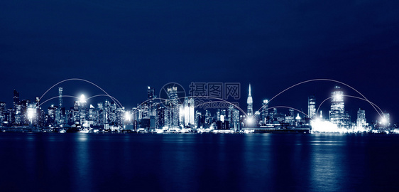 纽约市天空线网络和连接技术概念纽约市夜间天线网络和连接技术概念纽约市天线网络和连接技术概念美国纽约市天线网络和连接技术概念美国夜图片