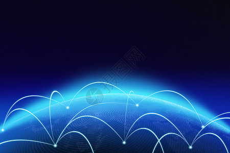因特网全球商业概念连接符号通信线路3个插图图片