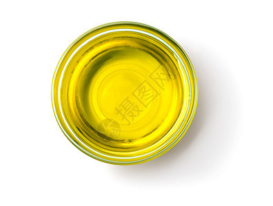 橄榄油碗的顶端视图图片