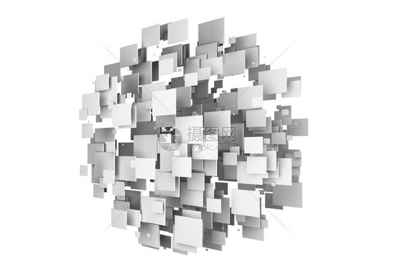 抽象立方体在白色背景上构造一个球3d插图抽象立方体在白色背景上塑造一个球3d插图图片