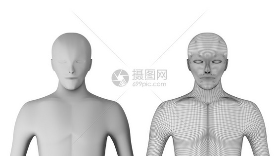 人类有白背景线的框架模型未来技术概念中的人工智能3个插图白背景线的框架模型未来技术概念中的人工智能3个插图图片