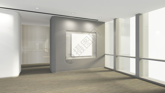 现代空室有白的图片框3d转换为interi现代空室3dd转换为内部设计模拟插图图片