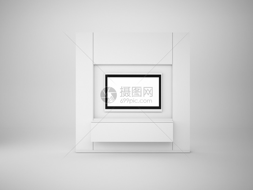 3d将白色隔绝的电视墙翻成白色图片