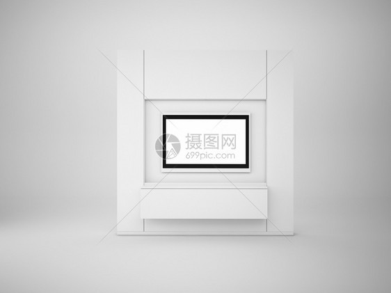 3d将白色隔绝的电视墙翻成白色图片